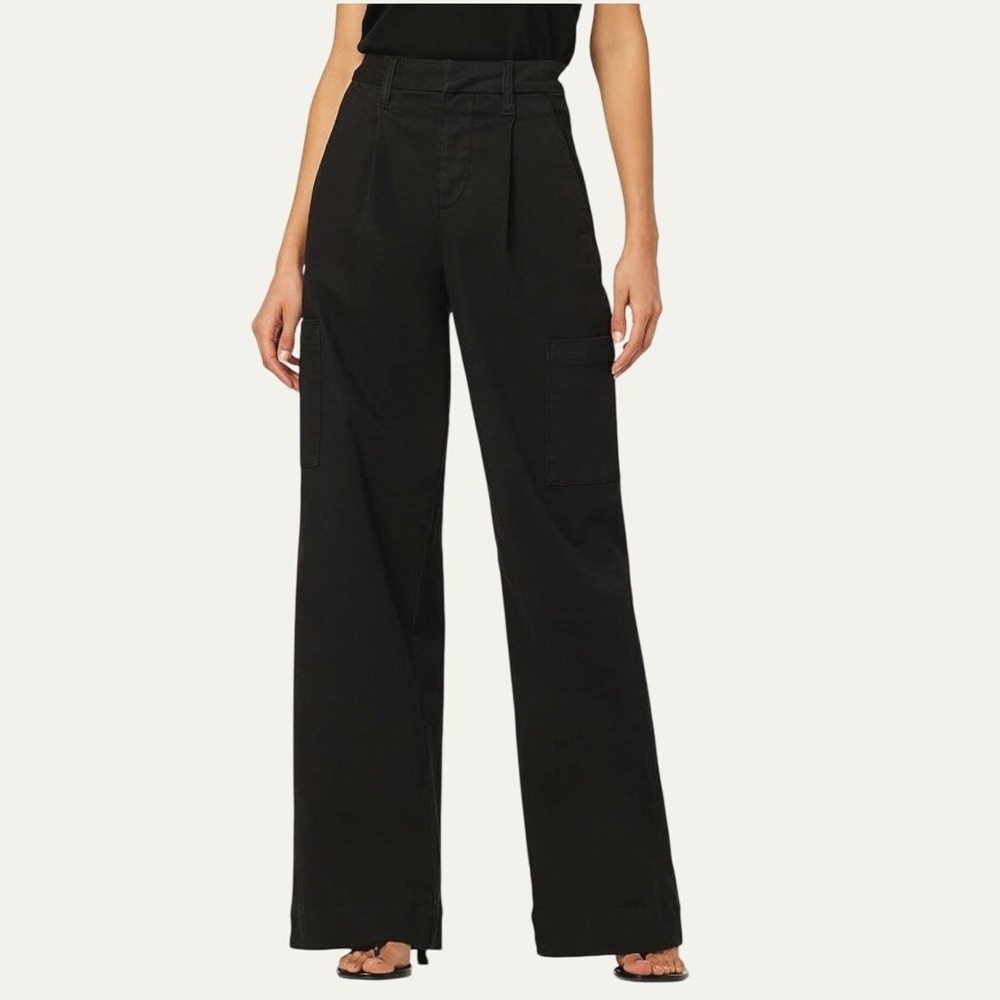 Joes Jeans The Petra Black Wide Leg Cargo Pants Size 27 Relaxed Pleated
